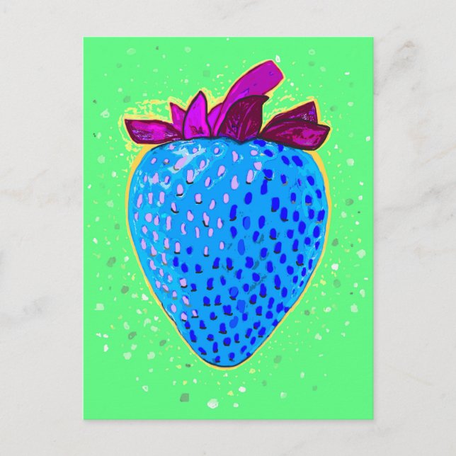 Carte Postale Pop Art Strawberry Blue (Devant)