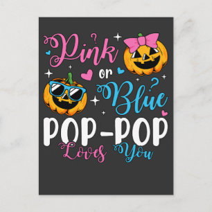 Carte Postale Pop-Pop Rose Ou Bleu Aime Votre Bébé Citrouille