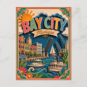 Carte Postale PopCut États Bay City Michigan Art Papier