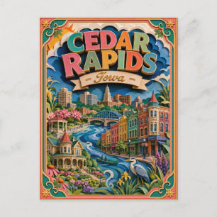 Carte Postale PopCut États Cedar Rapids Iowa Art Papier