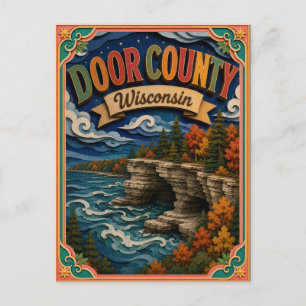Carte Postale PopCut États Comté de Door Wisconsin Art Papier