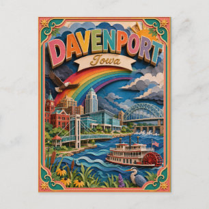 Carte Postale PopCut États Davenport Iowa Art Papier