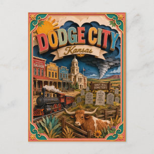 Carte Postale PopCut États Dodge City Kansas Art en Papier