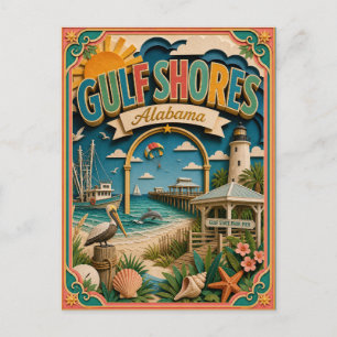 Carte Postale PopCut États Golf Shores Alabama Art en Papier