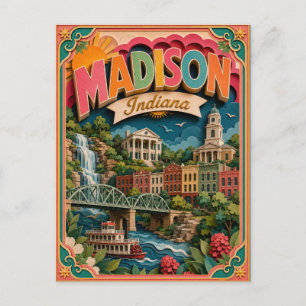 Carte Postale PopCut États Madison Indiana Art Papier