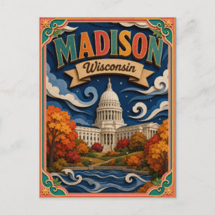 Carte Postale PopCut États Madison Wisconsin Art Papier