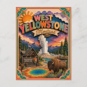 Carte Postale PopCut États Ouest Yellowstone Montana Art Papier