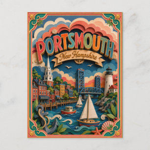Carte Postale PopCut États Portsmouth New Hampshire Art Papier
