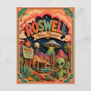 Carte Postale PopCut États Roswell Nouveau-Mexique Art Papier