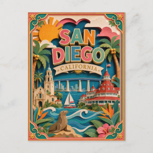 Carte Postale PopCut États San Diego Californie Art Papier