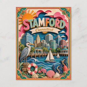 Carte Postale PopCut États Stamford Connecticut Art Papier