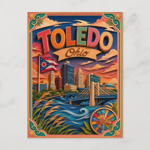 Carte Postale PopCut États Toledo Ohio Art Papier