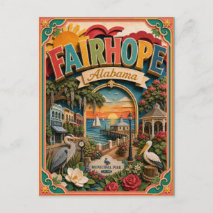 Carte Postale PopCut States Fairhope Alabama Art Papier