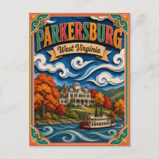 Carte Postale PopCut States Parkersburg Virginie-Occidentale Art