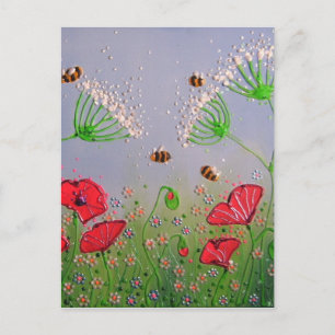 Carte Postale Poppies et abeilles