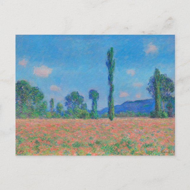 Carte Postale Poppies rouges Ciel bleu par Monet - Champ de pavo (Devant)