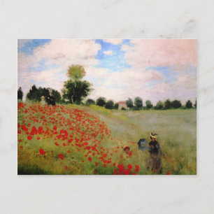 Carte Postale Poppies rouges par Monet - Poppy Field Parasol Fem