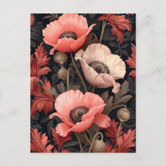 Carte Postale Poppies rouges vintages inspirées par William Morr