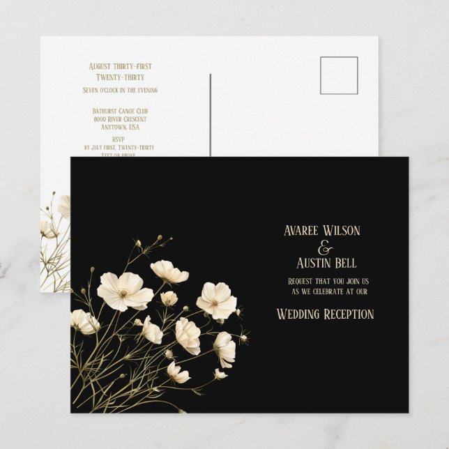 Carte Postale Poppies sauvages blanches sur Mariage noir (Devant / Derrière)