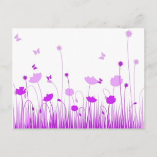 Carte Postale Poppies violettes et blanches minimalistes prègnen