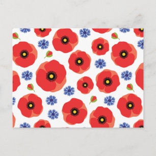 Carte Postale Poppys Et Cornflowers Motif