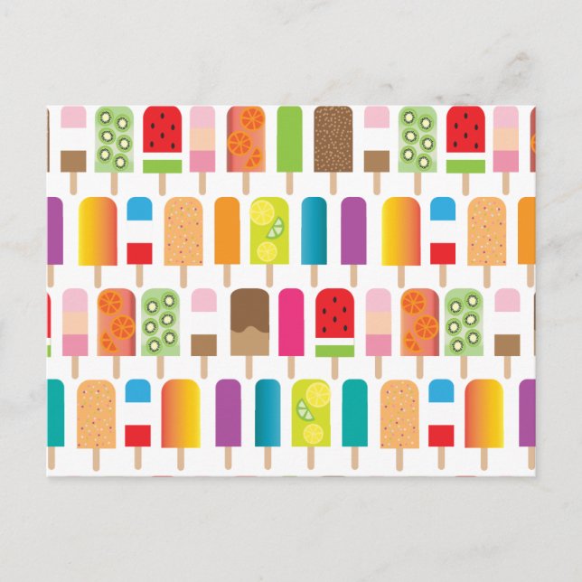 Carte Postale Popsicle Motif de bar à crème glacée (Devant)