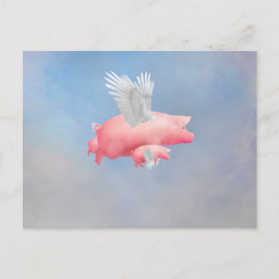 Carte Postale Porcelets volants