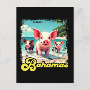 Carte Postale Porcs nageurs des Bahamas - Aventure à la plage de