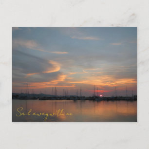 Carte Postale Port au coucher de soleil pastel