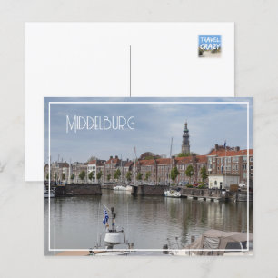 Carte Postale Port au printemps, Middelburg, Pays-Bas