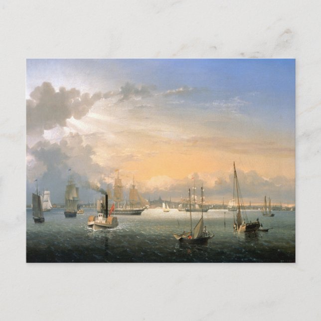 Carte Postale Port de Boston 1854 (Devant)