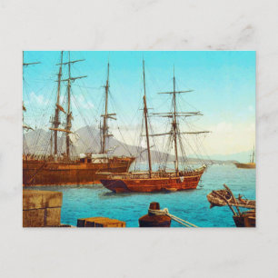 Carte Postale Port de Naples Italie 1800