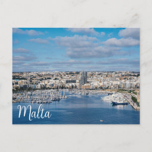 Carte Postale Port de Sliema avec bâtiments et bateaux modernes