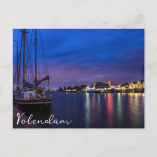 Carte Postale Port de Volendam illuminé la nuit