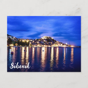 Carte Postale Port éclairé en Sibenik, Croatie