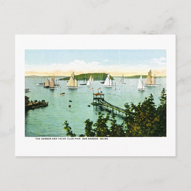 Carte Postale Port et Yacht Club, Bar Harbour, Maine (Devant)