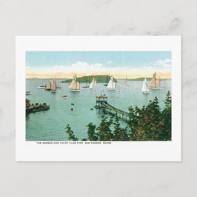 Carte Postale Port et Yacht Club Pier, Bar Harbour, Maine (Devant)