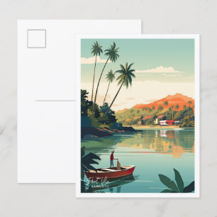 Carte Postale Port Vila Vanuatu Illustration du Vintage voyage d