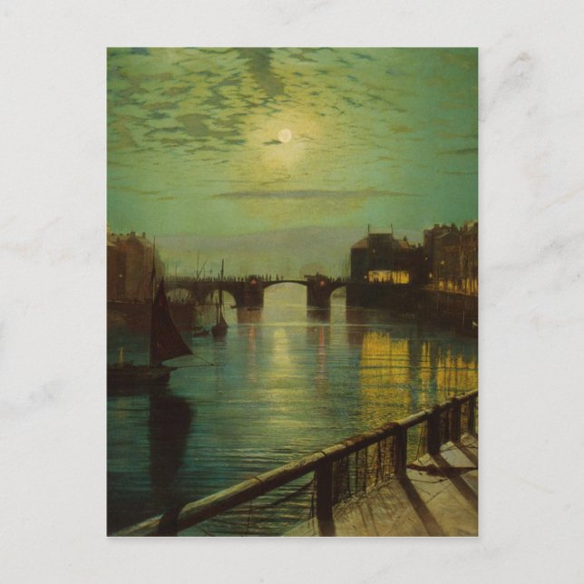 Carte Postale Port Whitby par Moonlight John Atkinson Grimshaw (Devant)