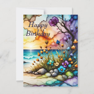 Carte Postale Portail Floral Mystérieux Océan Plage Anniversaire