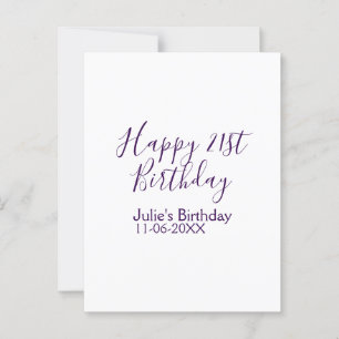 Carte Postale Porte-clés 21e anniversaire nom date violet heureu