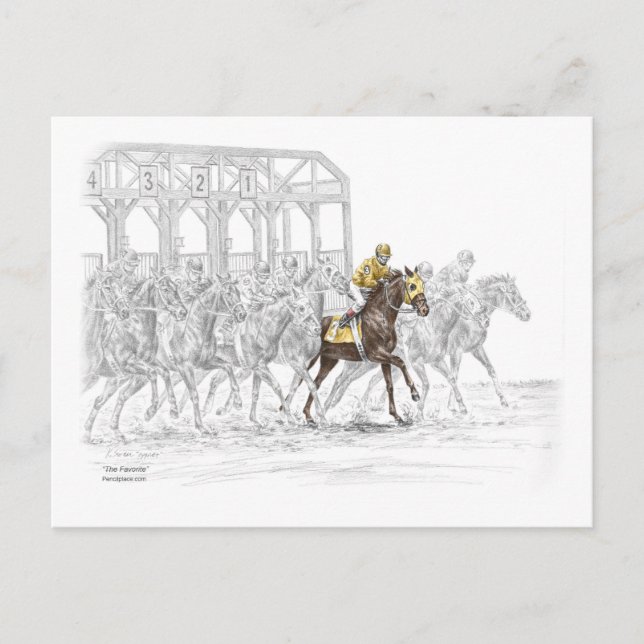 Carte Postale Porte de départ de la course de cheval (Devant)