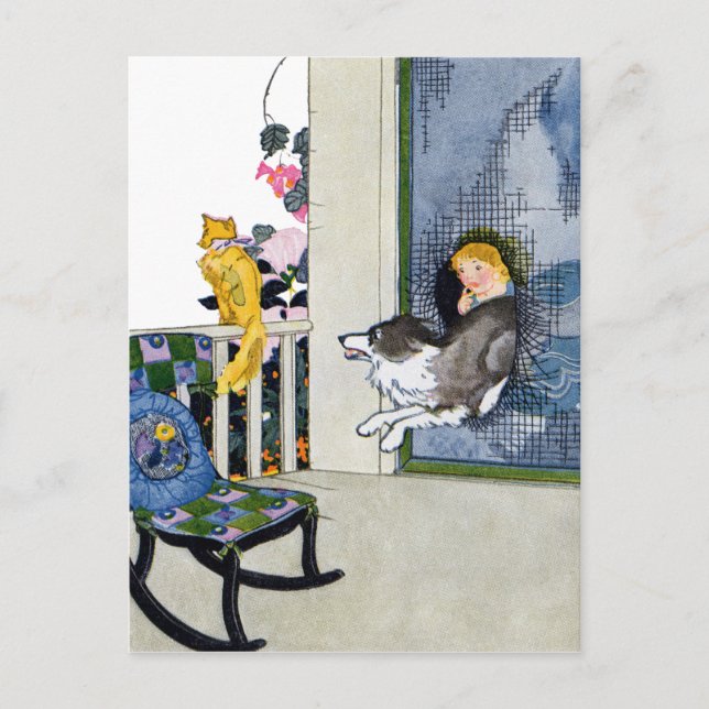 Carte Postale Porte d'écran Dog Bust pour obtenir chat (Devant)