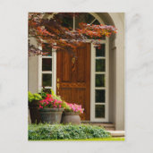 Carte Postale Porte d'entrée Bois Fermé Immobilier Fleurs Pot