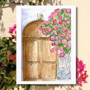 Carte Postale Porte italienne vintage avec Bougainvilliers