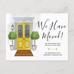 Carte Postale Porte Jaune Nouvelle Adresse Nous avons Déplacé Fa