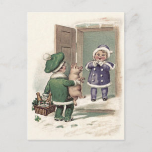 Carte Postale Porte Shamrock de Champagne de porc