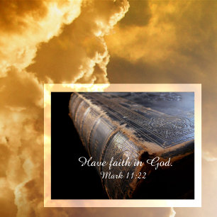 Carte Postale Portée Bible en cuir, "Ayez foi en Dieu" Marc 11:2
