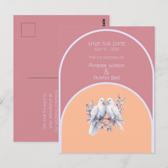 Carte Postale Portes anneaux Pêcher Fuzz Dusty Rose Lavande Arbo (Devant / Derrière)