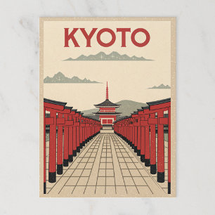 Carte Postale Portes rouges Torii dans Kyoto rétro